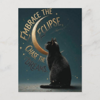 "Embrace the Eclipse" Celestial Cat Illustration Postcard