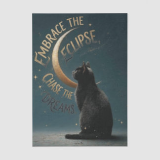 "Embrace the Eclipse" Celestial Cat Illustration Tissue Paper