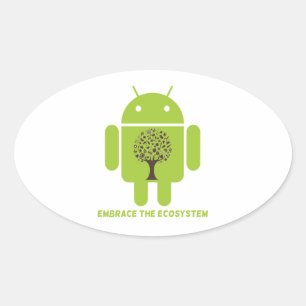 Embrace The Ecosystem (Android Bug Droid Oak Tree) Oval Sticker