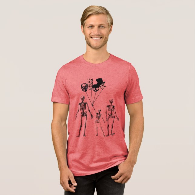 Embrace the Laughter with Our Retro Skeleton Trio Tri-Blend Shirt (Front Full)