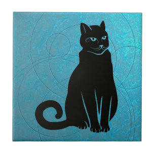 Embrace the Mystery – Cool Black Cat Artistic Ceramic Tile