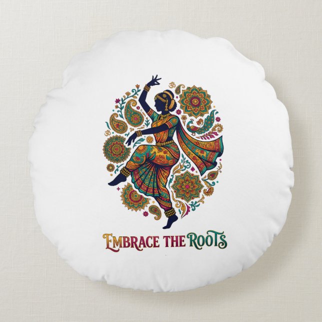 Embrace the Roots Dance Round Cushion (Front)