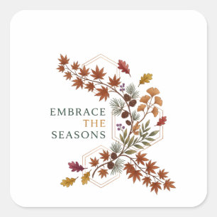 Embrace The Seasons Dynamic Autumn Botanical Branc Square Sticker