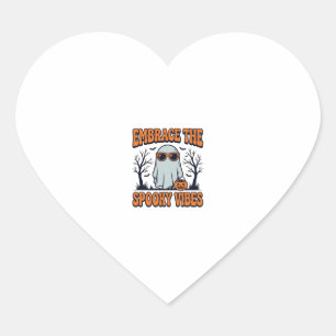 Embrace the Spooky Vibes Ghost Halloween Shirt_1 Heart Sticker