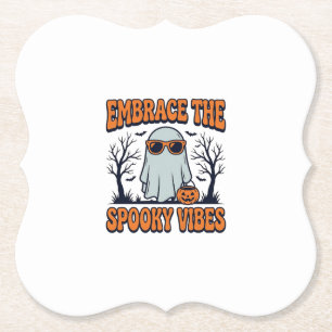 Embrace the Spooky Vibes Ghost Halloween Shirt_1 Paper Coaster