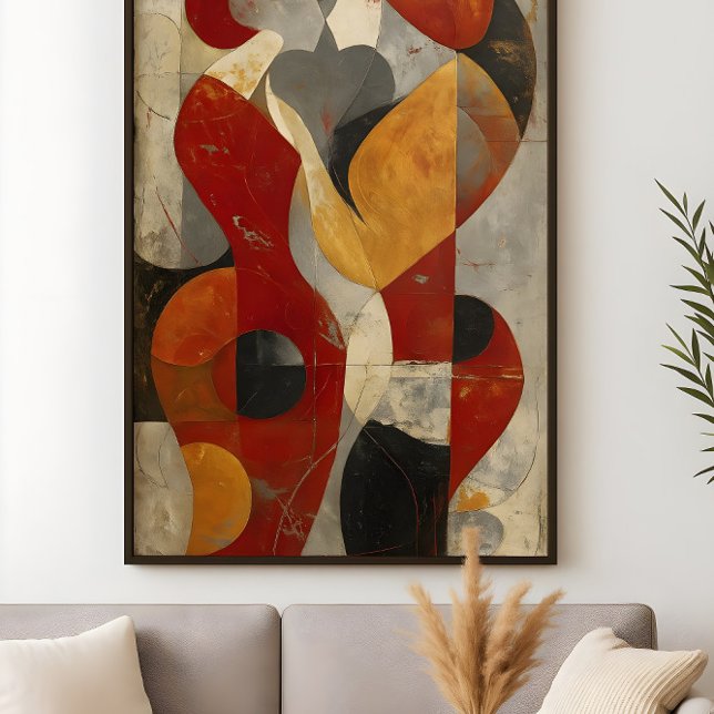 Embrace Them – Modern Silhouette Lovers Art in Red Poster (Creator Uploaded)