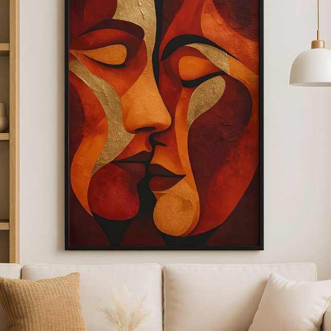 Embrace You – Romantic Couple Kiss Abstract Art Poster (Creator Uploaded)