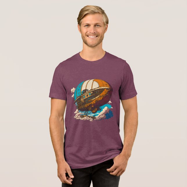 Embrace Your Adventure - Steampunk Airship  Tri-Blend Shirt (Front Full)