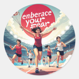 Embrace Your Fear – kawaii Motivational Runner Classic Round Sticker