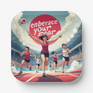 Embrace Your Fear – kawaii Motivational Runner Paper Plate