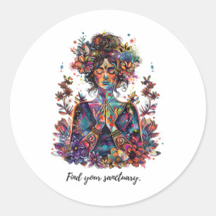 Embrace Your Inner Peace With Yoga And Zen - Inspi Classic Round Sticker