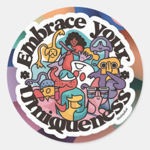 Embrace Your Uniqueness Inspirational Round Sticke Classic Round Sticker