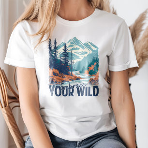 "Embrace Your Wild" Retro Mountain River Landscape T-Shirt