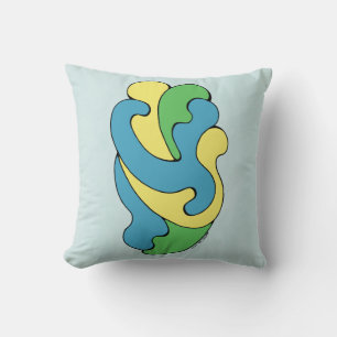 Embracing Curves (Yellow, Blue, Green) Cushion