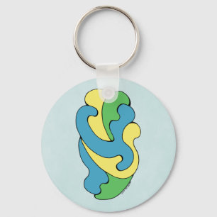Embracing Curves (Yellow, Blue, Green) Key Ring