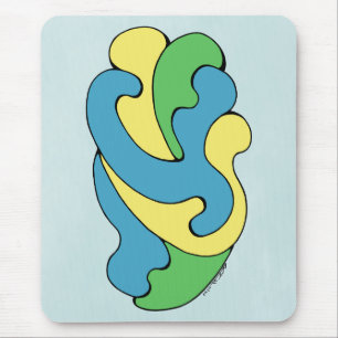 Embracing Curves (Yellow, Blue, Green) Mouse Pad
