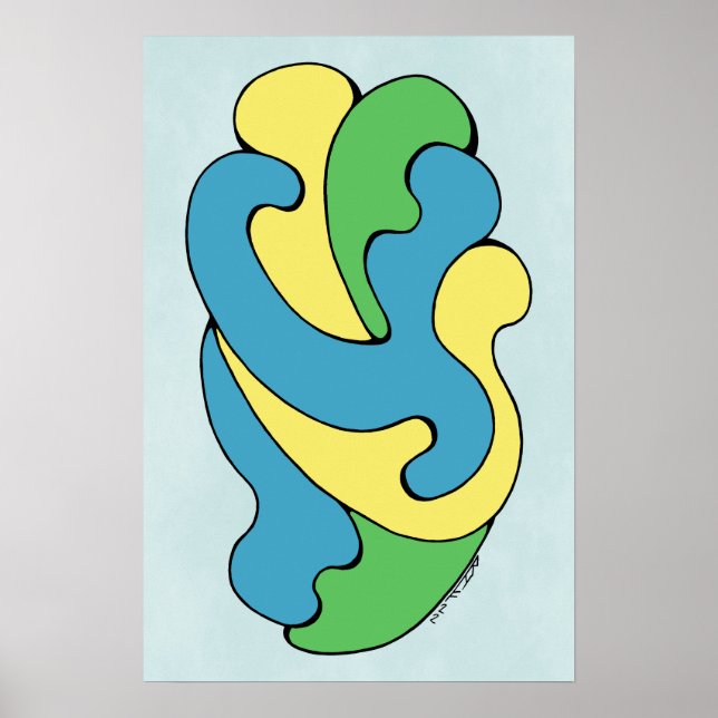 Embracing Curves (Yellow, Blue, Green) Poster (Front)
