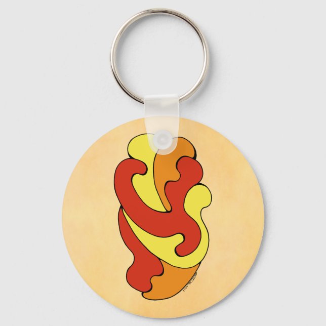 Embracing Curves (Yellow, Red, Orange) Key Ring (Front)