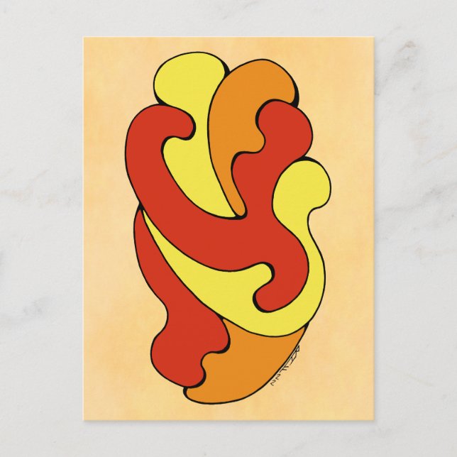 Embracing Curves (Yellow, Red, Orange) Postcard (Front)