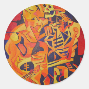 Embracing Death Colourful Geometric Art Classic Round Sticker