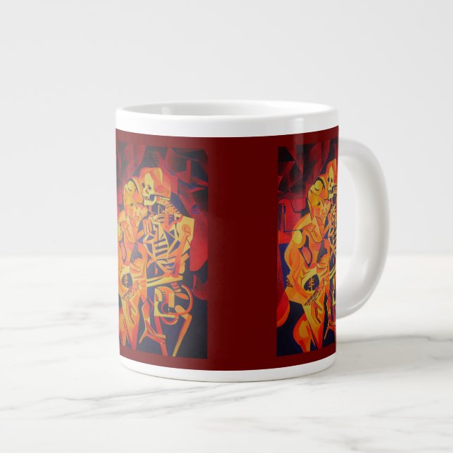 Embracing Death Colourful Geometric Art Large Coffee Mug (Front Right)
