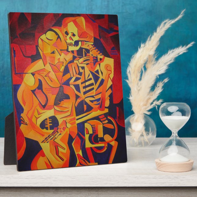 Embracing Death Colourful Geometric Art Plaque (Side)