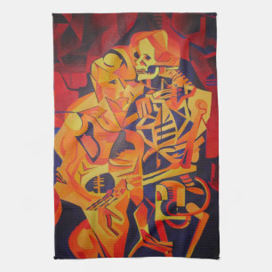 Embracing Death Colourful Geometric Art Tea Towel