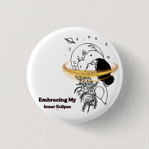 Embracing My Inner Eclipse Celestial Moon Line Art 3 Cm Round Badge
