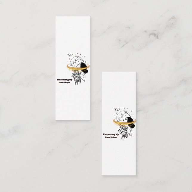 Embracing My Inner Eclipse Celestial Moon Line Art Mini Business Card (Front/Back)