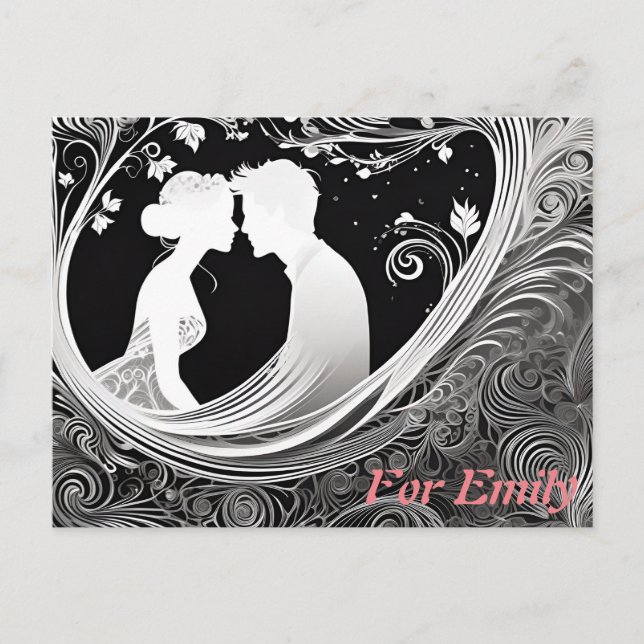 Embracing Silhouette Testament to Love's Contra Postcard (Front)