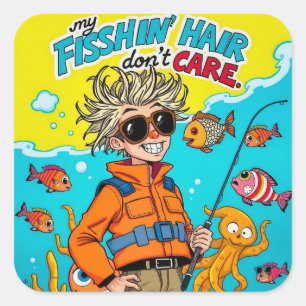 Embracing the Wild Side of Fishing Square Sticker