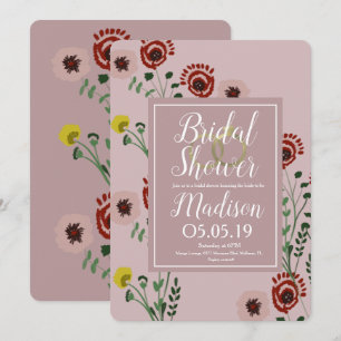 Embroided Floral Bridal Shower Vintage Foil Rings Invitation