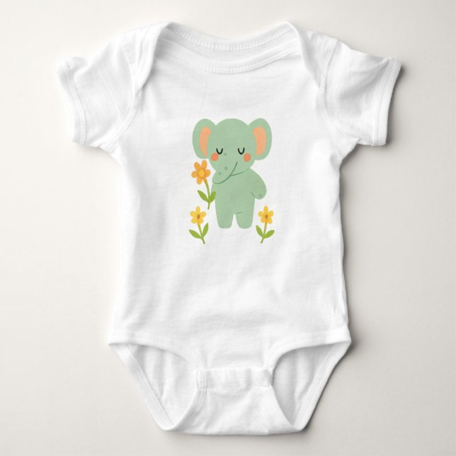 Embroidered Baby Animals  Baby Bodysuit (Front)