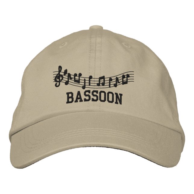 Embroidered Bassoon Music Cap (Front)