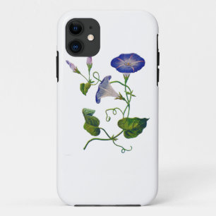 Embroidered Blue Morning Glories iPhone 11 Case