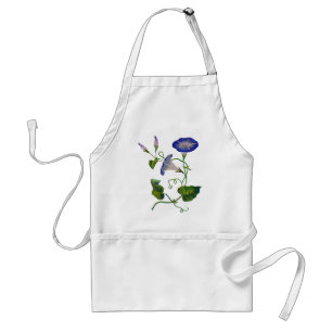Embroidered Blue Morning Glories Standard Apron