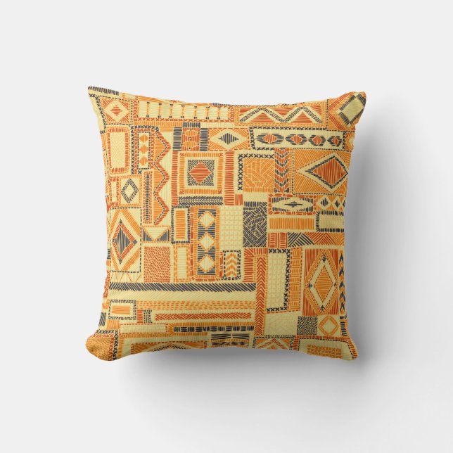 Embroidered Bohemian Patchwork Seamless Pattern Cushion (Front)
