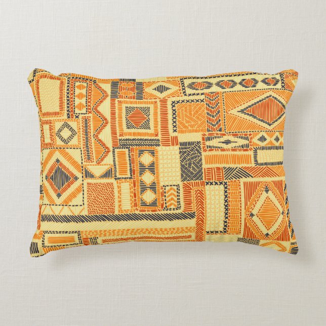 Embroidered Bohemian Patchwork Seamless Pattern Decorative Cushion (Front)