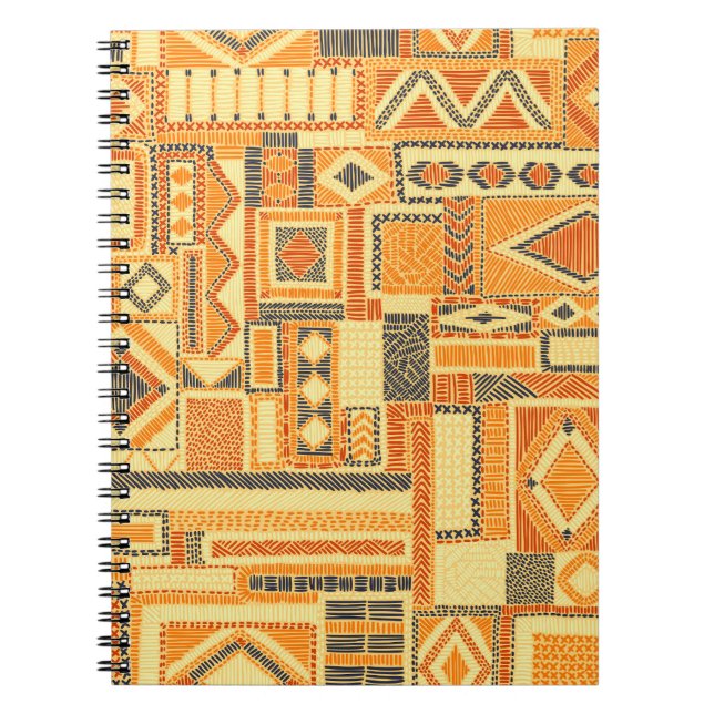 Embroidered Bohemian Patchwork Seamless Pattern Notebook (Front)