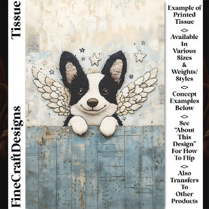 Embroidered Border Collie Collage CL3 Decoupage Tissue Paper