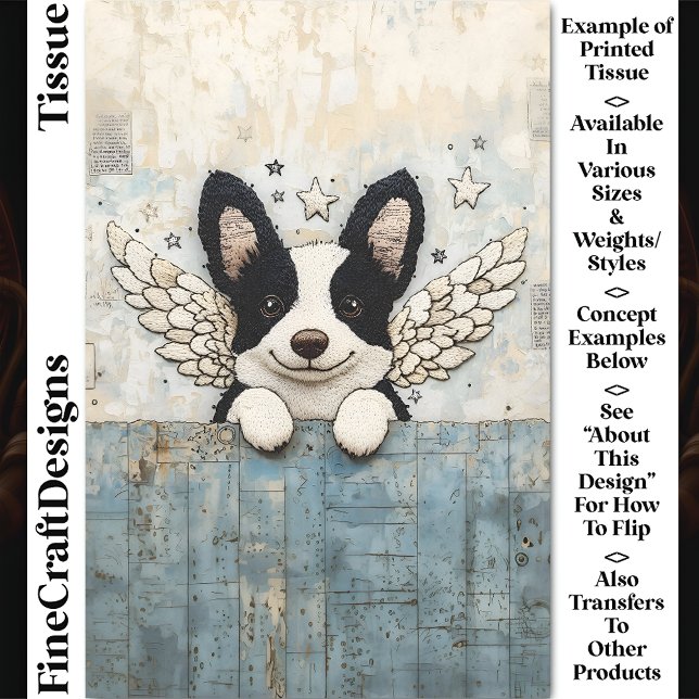 Embroidered Border Collie Collage CL3 Decoupage Tissue Paper (Creator Uploaded)