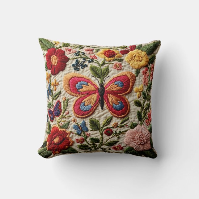 Embroidered Butterfly  Cushion (Front)
