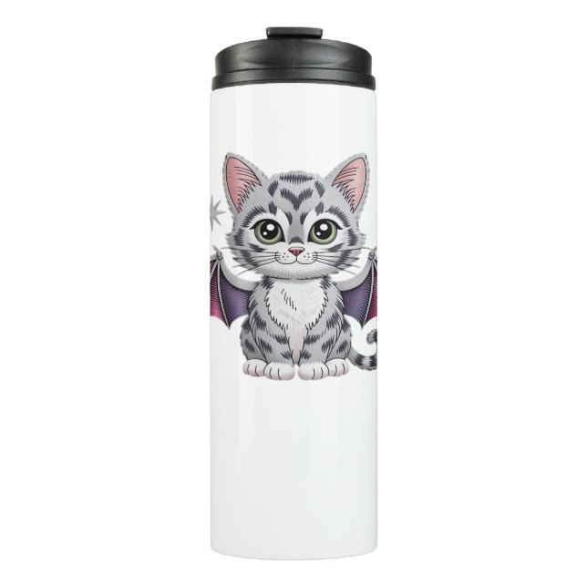 embroidered cat bat Classic T-Shirt Thermal Tumbler (Front)