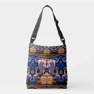 Embroidered Chinese Fish Design Crossbody Bag