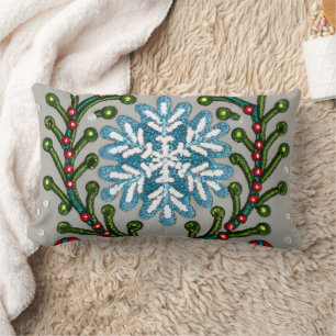 Embroidered Christmas Throw Pillow Design