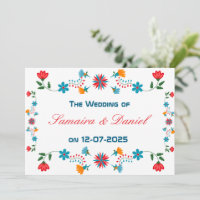Embroidered Colourful Floral Design Wedding