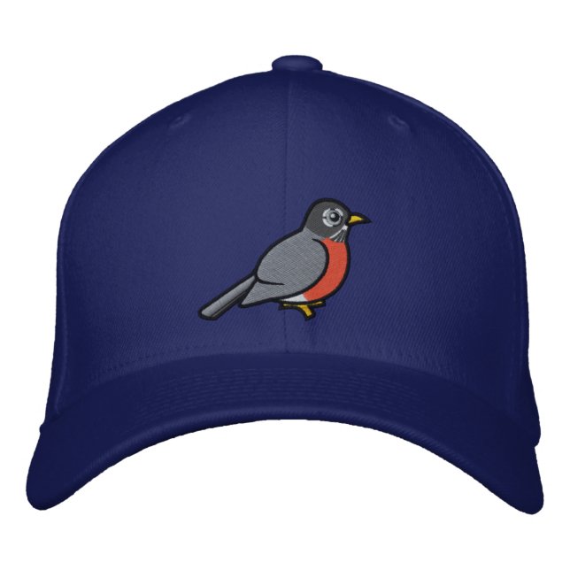 Embroidered cute American Robin Embroidered Hat (Front)