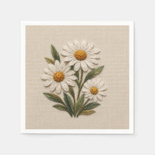 Embroidered Daisy Bloom Napkin