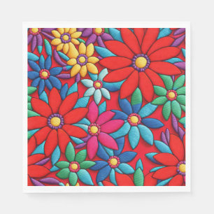 Embroidered Daisy Design Napkin