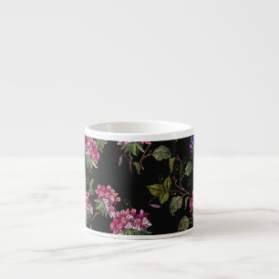 Embroidered Datura Flowers: Botanical Art Espresso Cup